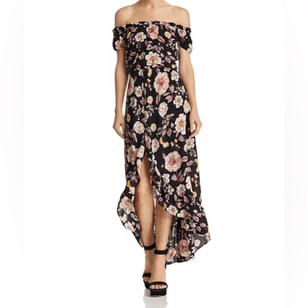AQUA FLORAL HIGHLOW MAXI DRESS